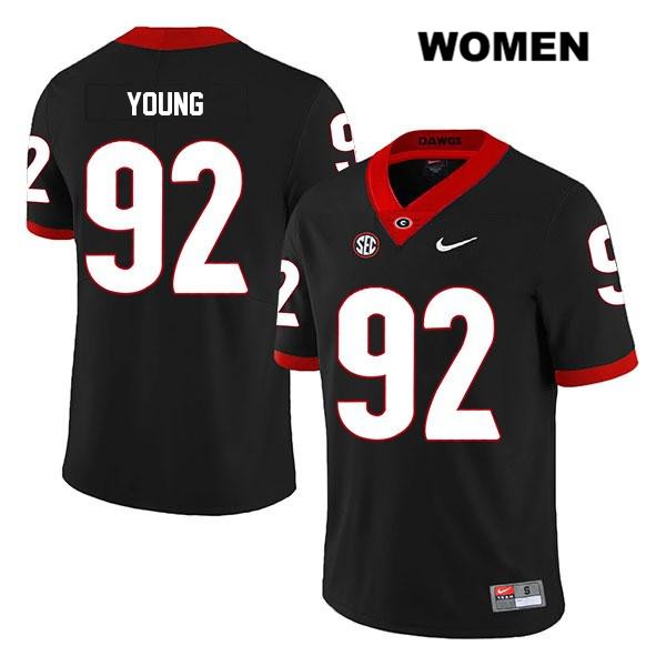 Georgia Bulldogs Women's Justin Young #92 NCAA Legend Authentic Black Nike Stitched College Football Jersey LQQ5556PC